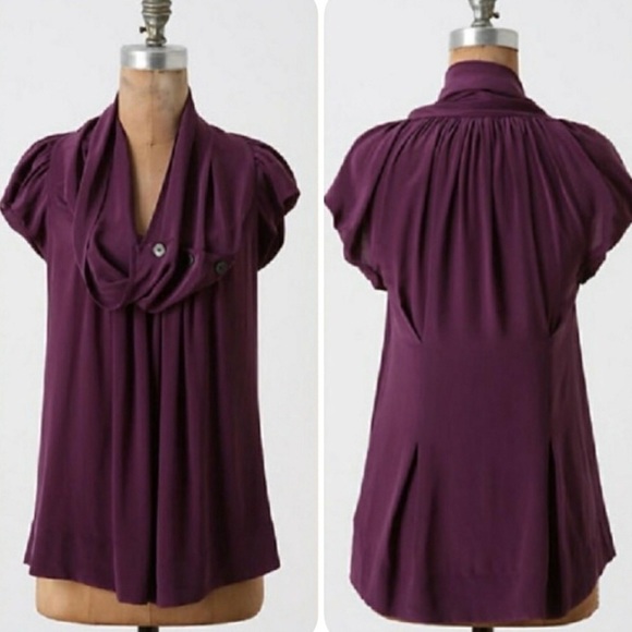 Anthro Odille | Silk Deuxhill Cowl Floral Blouse 2 - Picture 2 of 8